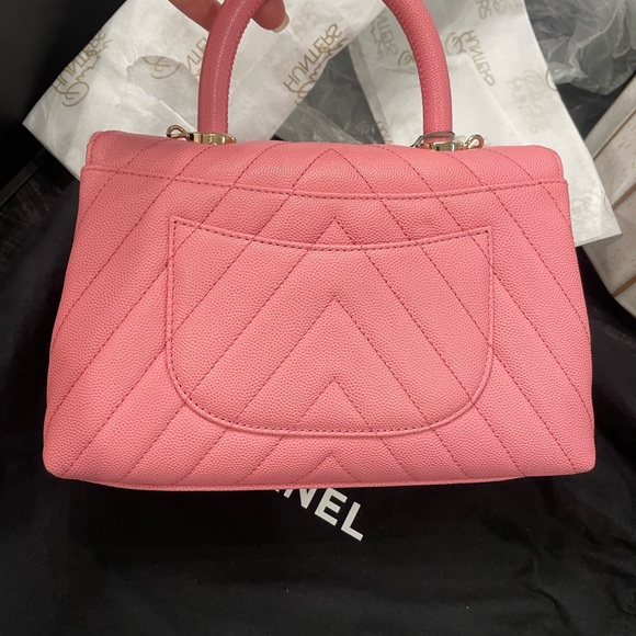 100% SOLD 20P CHANEL coco small top handle caviar GHW Barbie pink - Picture 5 of 12